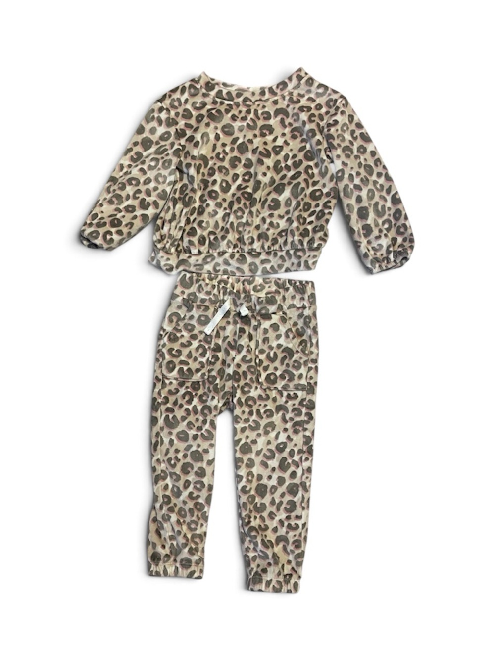 Leopard Print Girls Set - Beige Brown